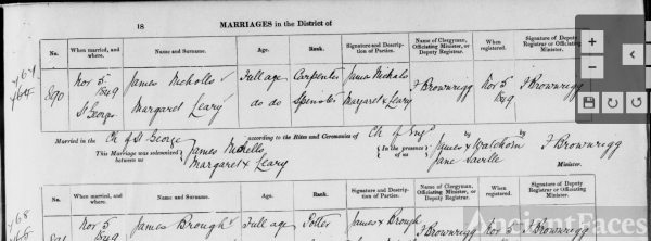 Margaret Helena Leary marriage record
