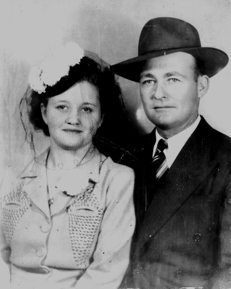 Irene Gann and Jeff Strother Wedding 1945