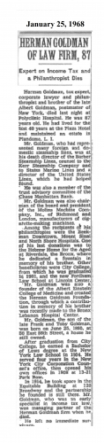 Herman Goldman - New York Times Obituary.