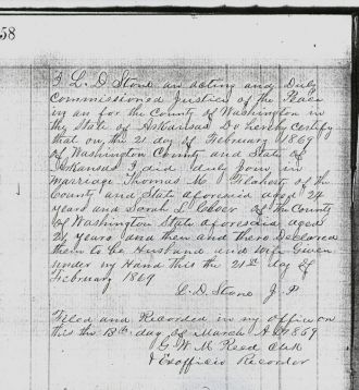 Great Grandparents Marriage Record