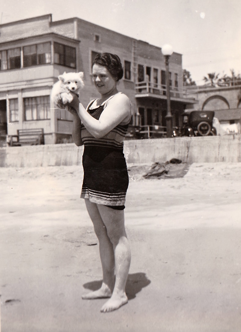 On the beach with a puppy