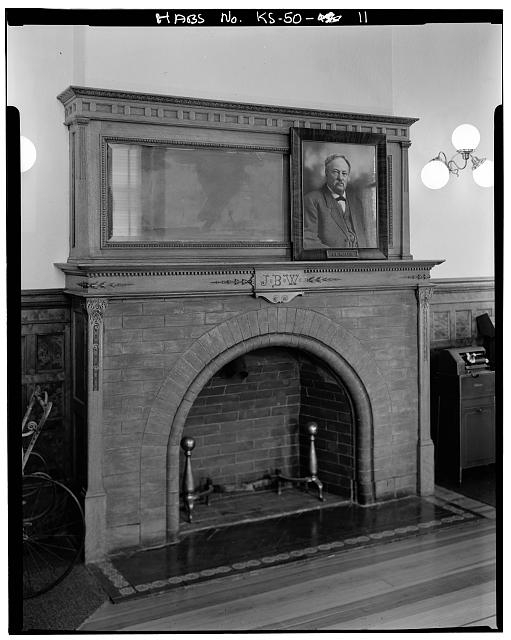 11. Interior,Watkin's office,fireplace and mantel - J. B....