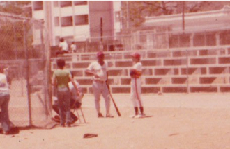 David Bracer-Negron in a conversation with his coach Francisco Coimbre