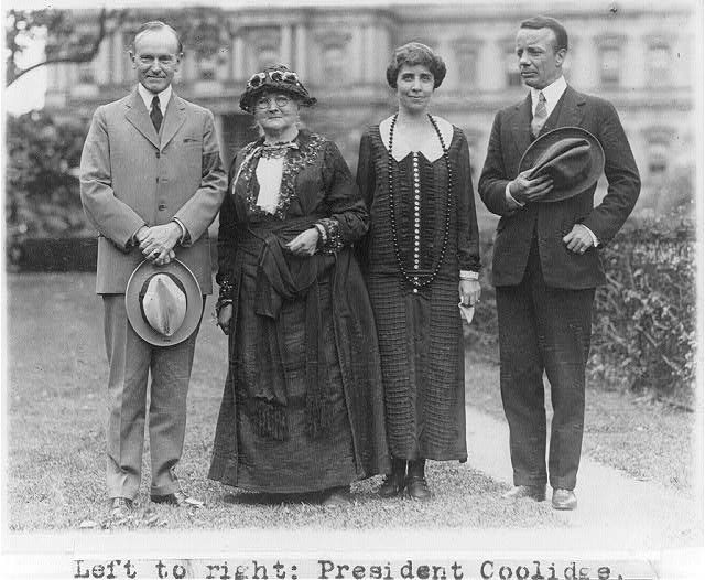 [President Coolidge, "Mother" Jones, Mrs. Coolidge and...