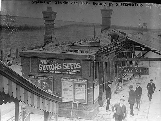 Station at Saunderton, Eng. Burned by suffragettes