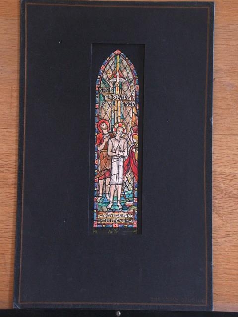 [Design drawing for stained glass memorial window showing...