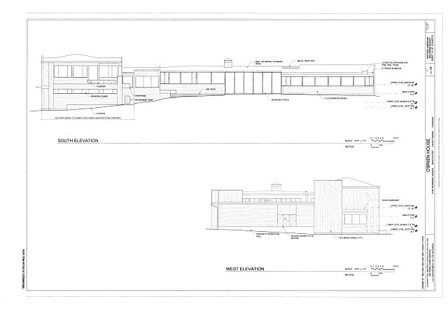 South & west elevations - O'Brien House, 4740 Richmond...