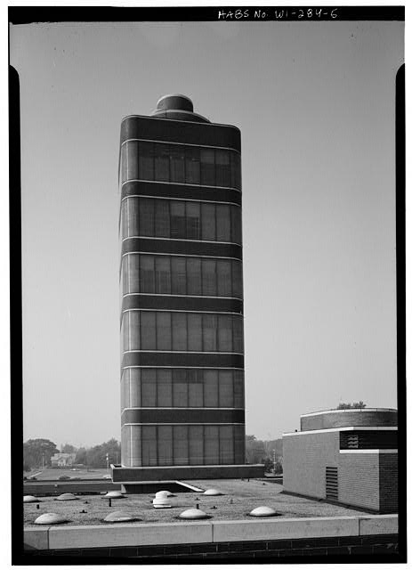 5. EXTERIOR, VIEW OF SOUTH SIDE OF TOWER - Johnson Wax...