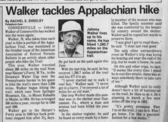 Johnny Walker, Appalachian hike
