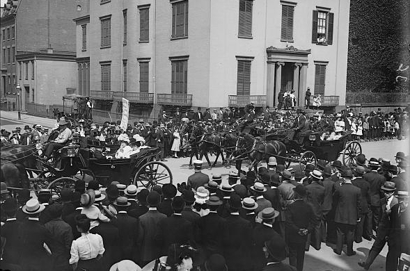 Labor Day Parade, carriages carrying actresses, New York