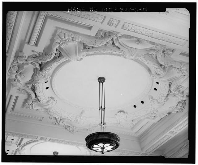 13. FIRST FLOOR, DETAIL OF CEILING, READING ROOM - U.S....