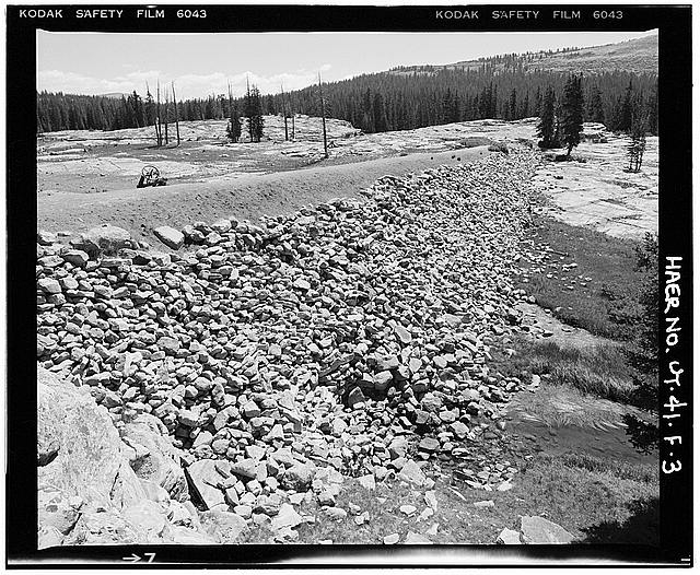 3. VIEW SHOWING DOWNSTREAM FACE AND TOE OF PRIMARY DAM,...