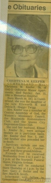 Christena (Twigg) Keefer
