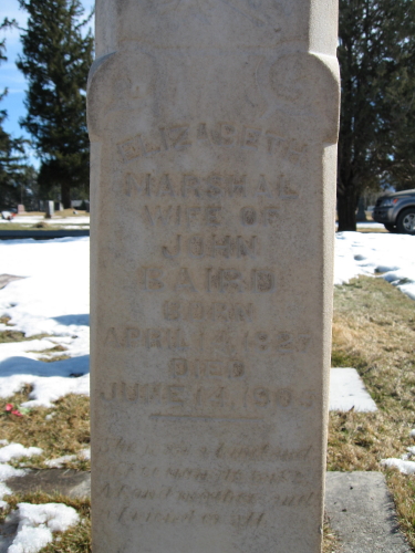 Elizabeth Marshall Baird Headstone