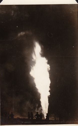 Oil fire at night