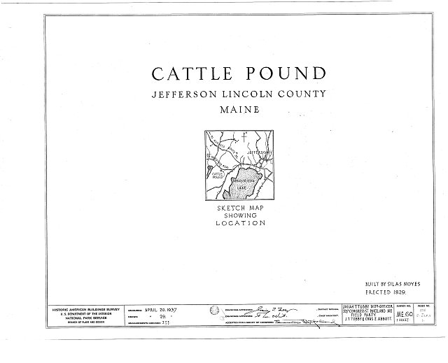 HABS ME,8-JEF.V,1- (sheet 0 of 1) - Cattle Pound, Route...