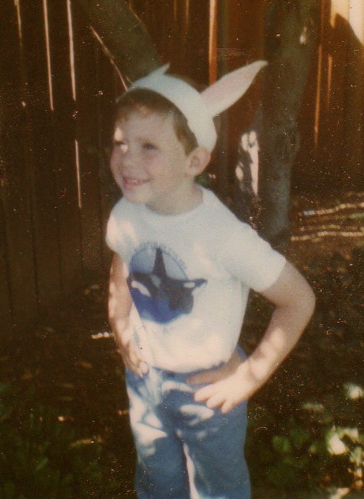 Daniel dressed up with Easter Bunny Ears