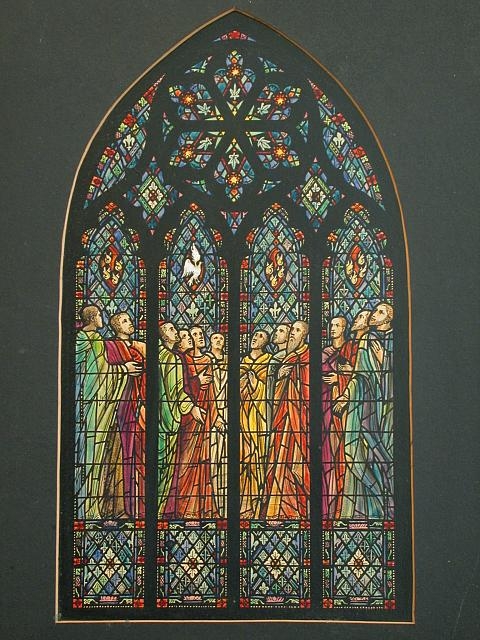 [Design drawing for stained glass west transept window...