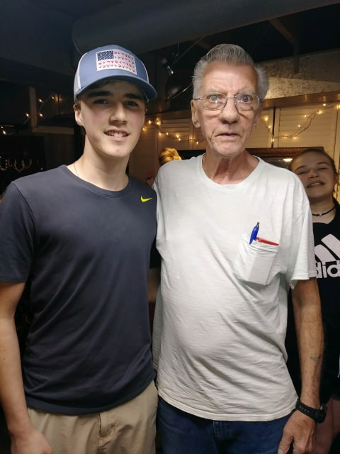 Douglas Yates Mason and grandson, Easton Tony Harris, about 2020