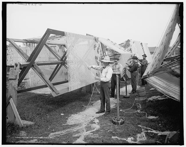 Mending the nets, Charlevoix, Mich.