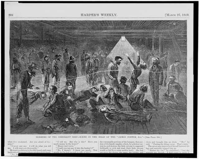 Horrors of the emigrant ship--scene in the hold of the...