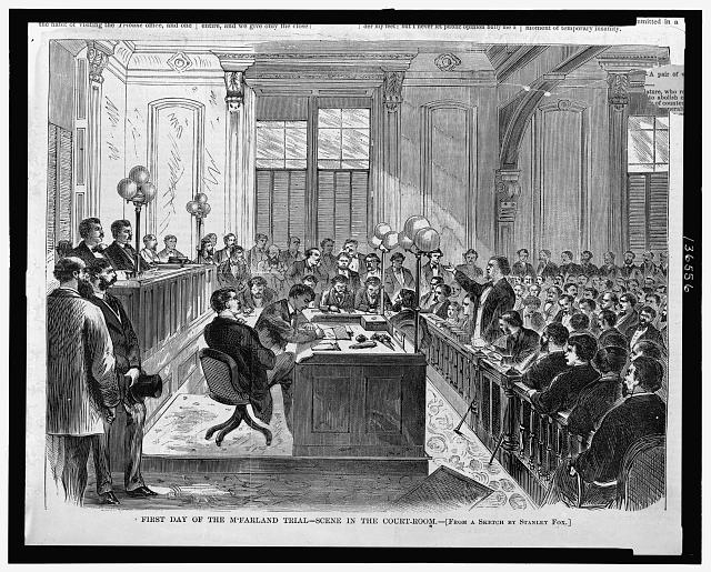 First day of the McFarland trial - scene in the courtroom