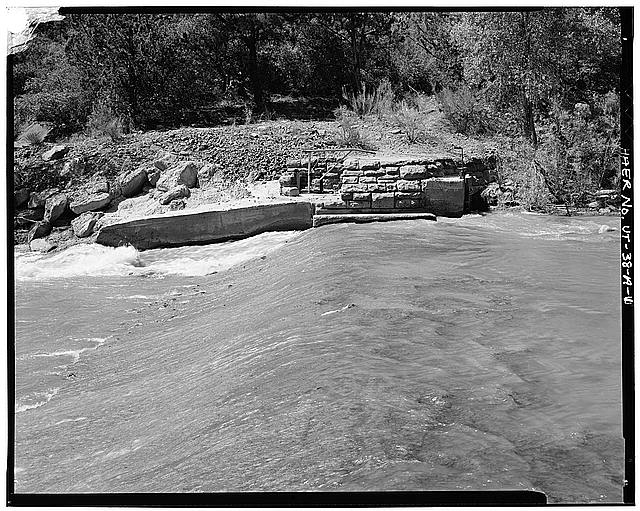 1. VIEW OF HEADGATE AND DIVERSION DAM, LOOKING WEST -...