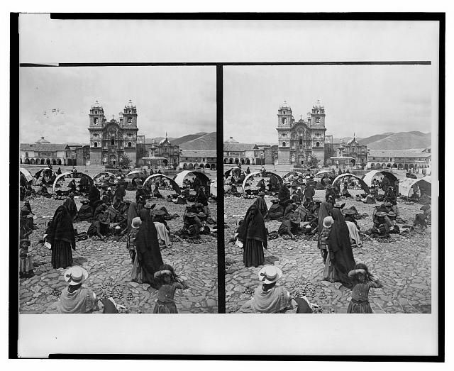 [View of the Plaza de Armas showing the Iglesia de la...
