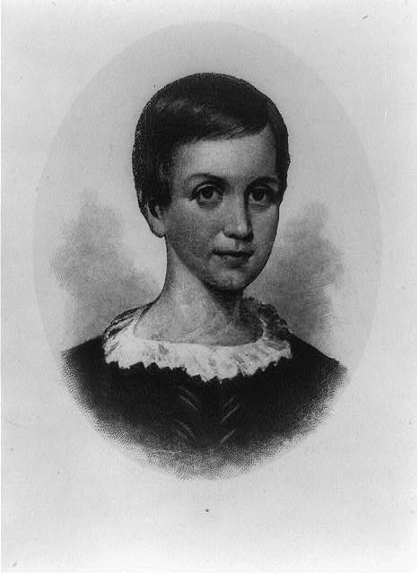 [Emily Dickinson, head-and-shoulders portrait, facing right]