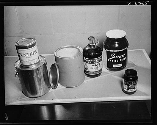 Substitute materials containers. New and old paint...