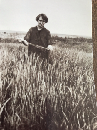 Nellie Deem in the wheat field