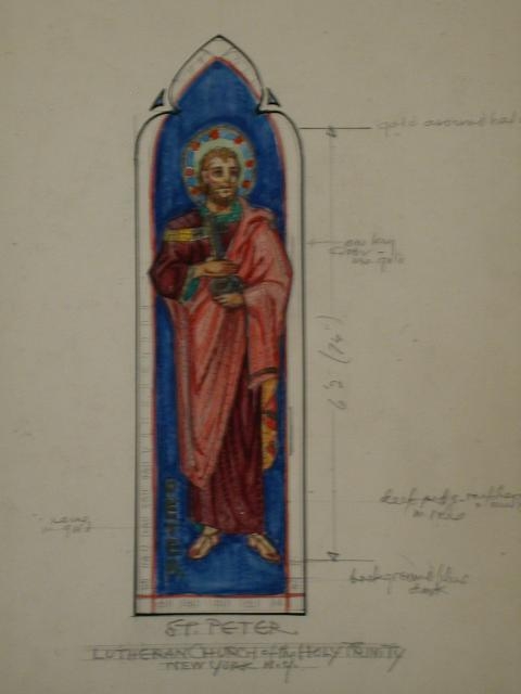 [Design drawing for mural with St. Peter holding key for...