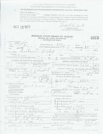 Nathaniel Bishop Death Certificate