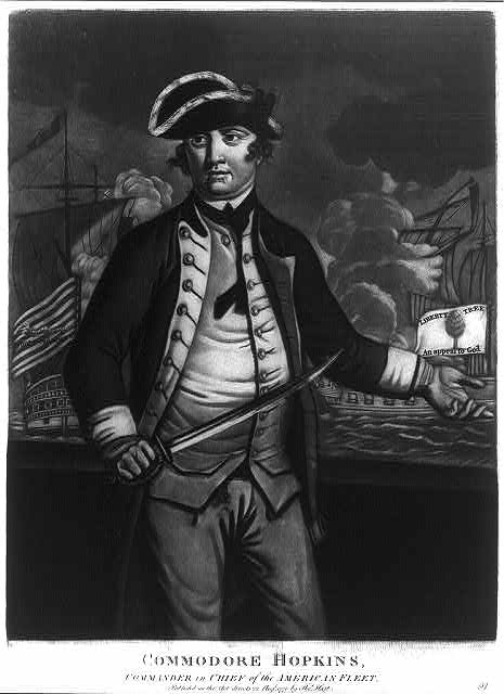 Commodore Hopkins, commander in chief of the American Fleet
