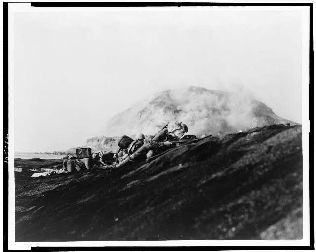 The Second Battalion, Twenty-Seventh Marines land on Iwo...