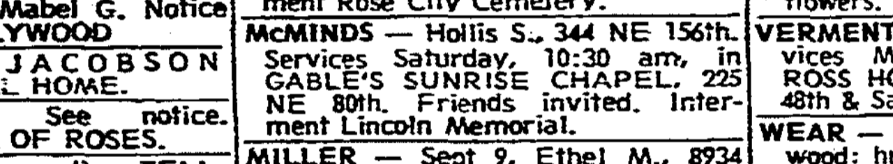 Hollis Sampson McMinds, 1898-1965, obituary