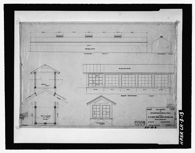 4. July 1898 drawing of skylights of Buildings No. 53 and...