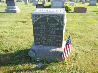 Lavallee Tombstone - Henry, Anastasia, Grace, Eugene and Olive