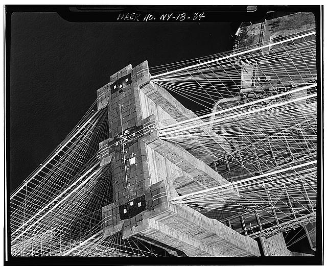 34. Aerial view looking down at top of Brooklyn Tower,...