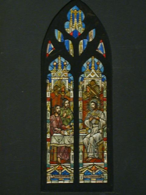 [Design drawing for stained glass window showing...