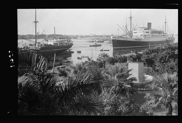 Port Said, view across entrance of canal