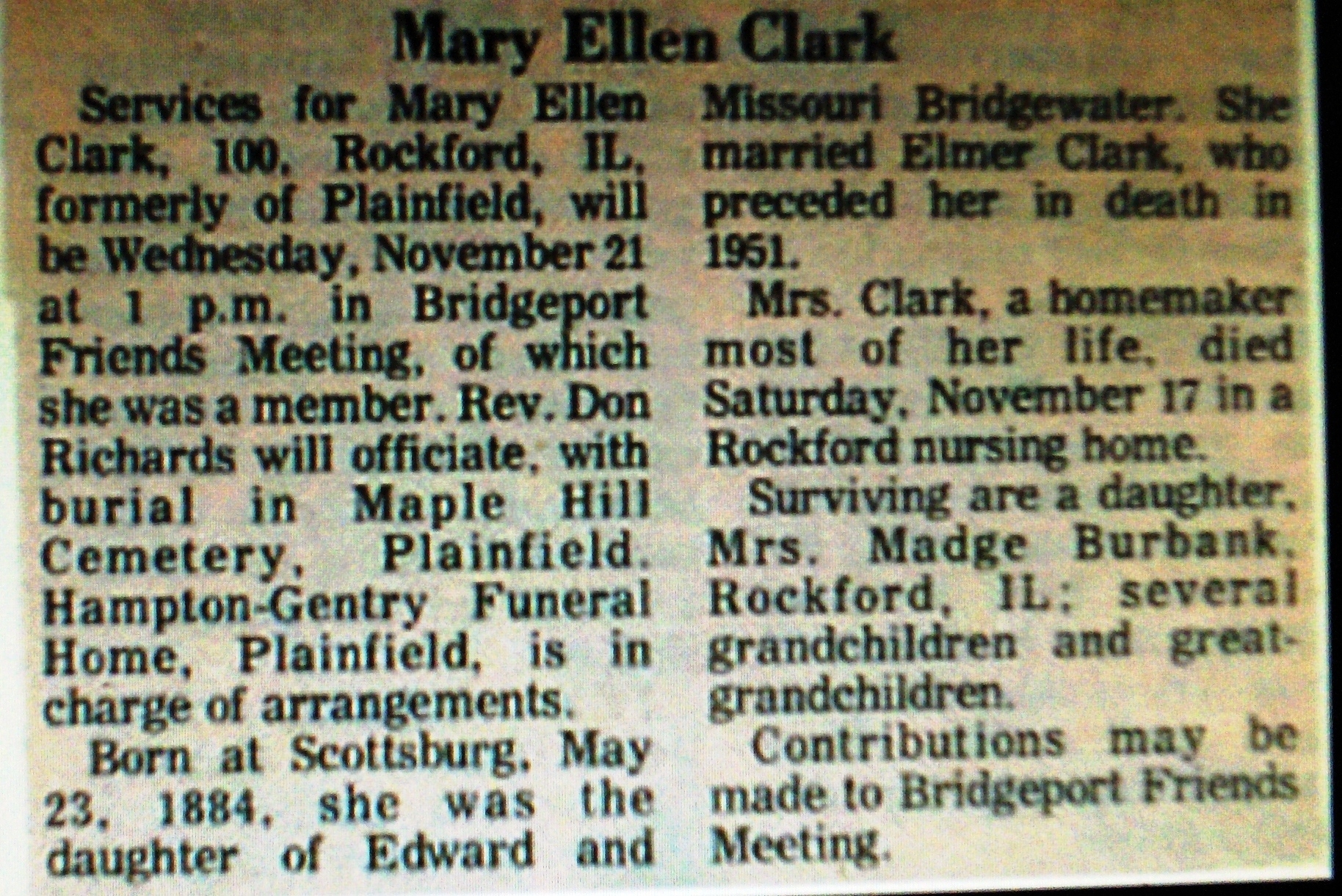 Mary Ellen Clark's Obituary