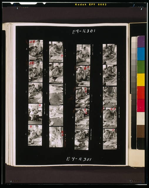 [Contact sheet showing men socializing, playing cards...