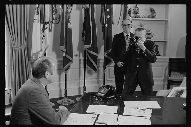 [President Gerald Ford being photographed by Buck May in...