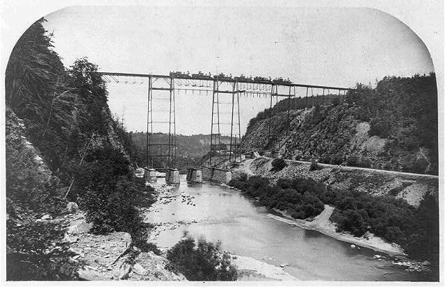 The new iron railway bridge at Portage, New York. 820...