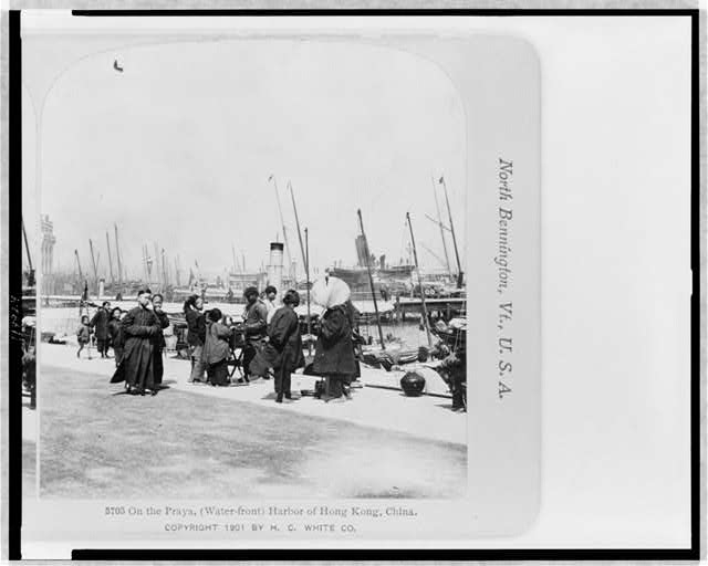 On the Praya, (Water-front) harbor of Hong Kong, China