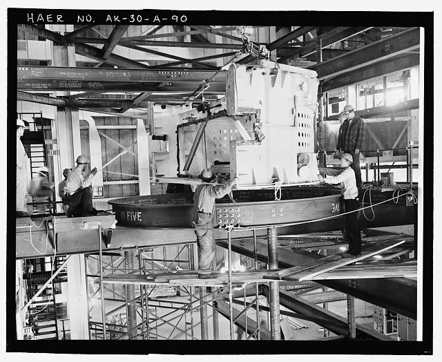 90. View of scanner building no. 104 showing emplacement...