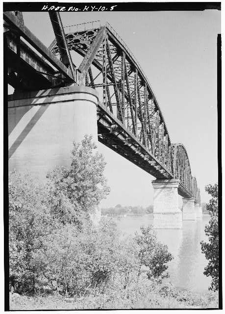 5. View from the north showing concrete piers on land,...