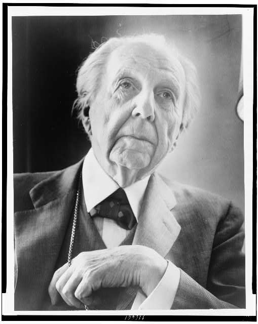 [Frank Lloyd Wright, head-and-shoulders portrait, facing...