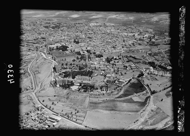 Air views of Palestine. Jerusalem from the air (the Old...